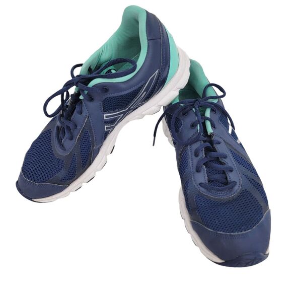 Asics Size 7 Gel Frequency 3 Sneakers Navy Teal Blue Womens Running Shoes - Picture 1 of 8